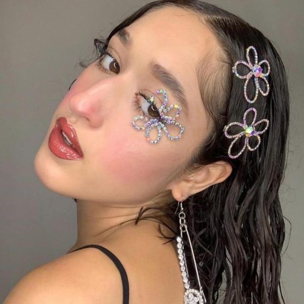 Crystal Flower Shape Hair Clip Pin Women Shiny Rhinestone Hair Clip Cheap